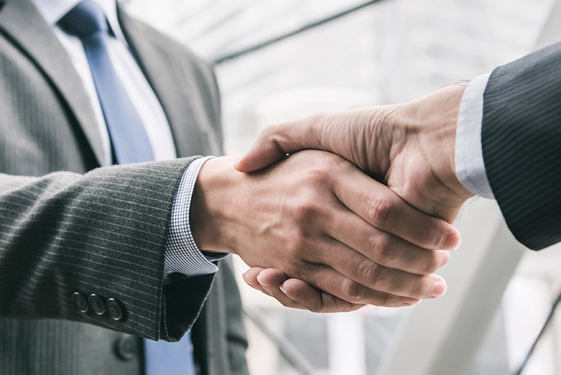 Businessman making handshake with partner